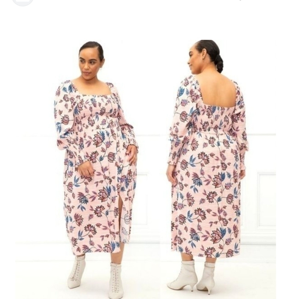 Eloquii plus size floral midi smoked bodice